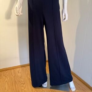 Ripley Rader Navy Pants,  Ponte Knit Long Wide Leg, Size-Zip, XL, Made in USA